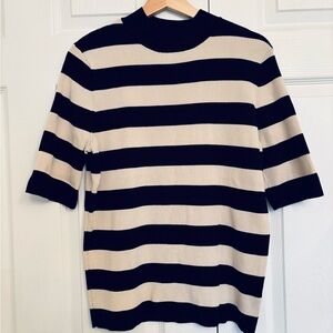 Endless Rose Black and Cream Striped Crewneck Sweater